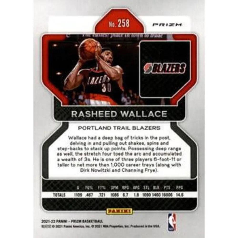 2021-22 Panini Silver Prizm Rasheed Wallace 258 Portland Trail Blazers